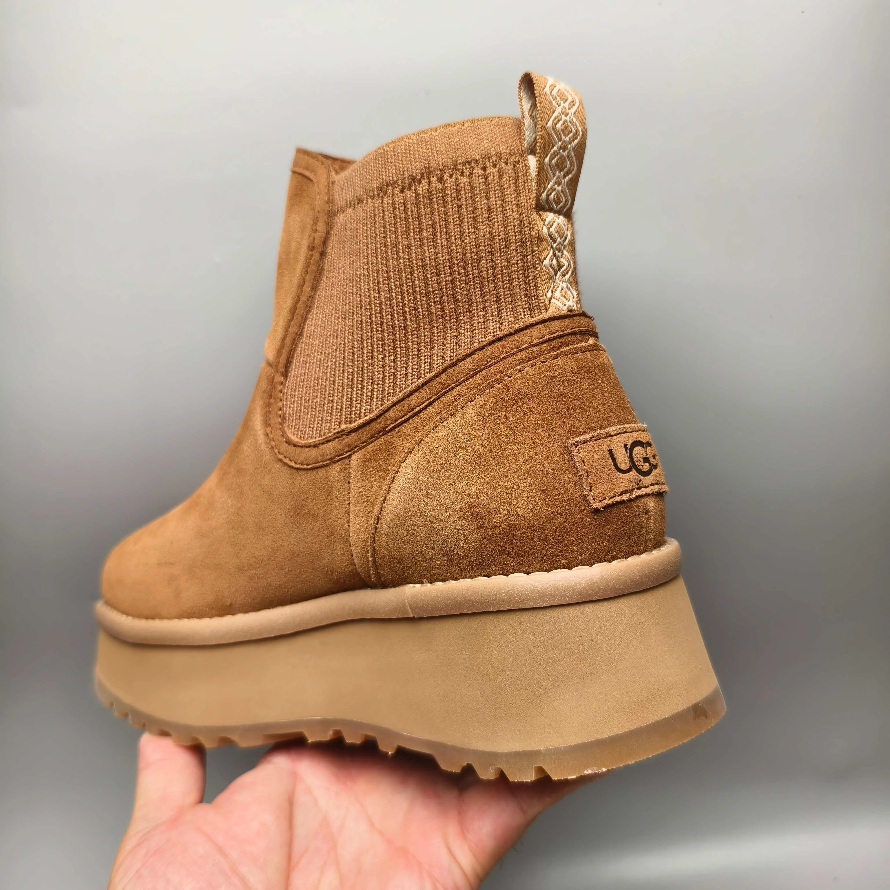 💰600 UGG sheepskin all-in-one snow boots 3258 5 cm thick-soled casual fashion shoes Color: Maroon Sand Size: 35-40